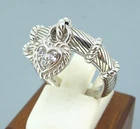 Judith Ripka 925 Silver Vintage Topaz Love Heart Charm Band Ring Size 7
