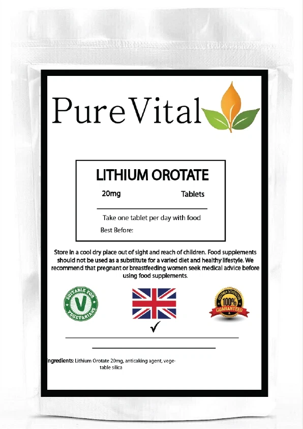 Lithium Orotate 20mg Tablets – Mood & Mental Health Support by PureVital