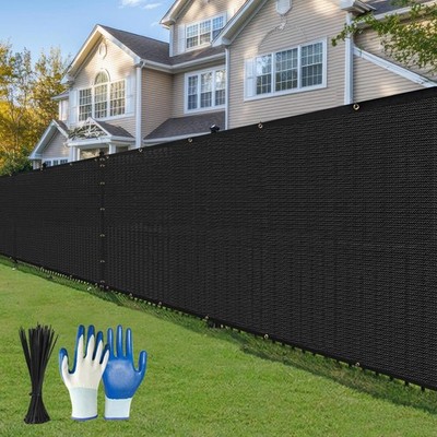 6' x 50' Black Fence Panel Privacy Screen, 220 GSM HDPE & Polyester, Modern S...