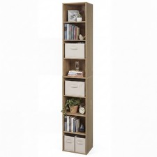 71 Inches Tall Narrow Bookshelf, 8-Tier Slim Bookcase with 4 Adjustable Shelves