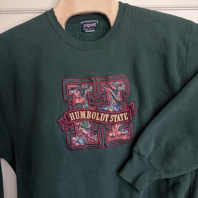 Vtg Humboldt State Y2K Sweatshirt Jansport Green Embroidered Crew Mens L USA
