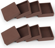 8Pcs Non Slip Furniture Pads, 2" Square Rubber Floor Protectors Brown