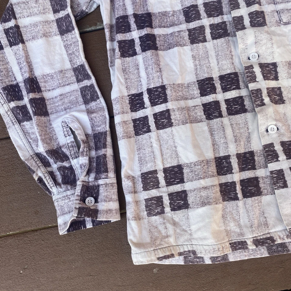 复古 50 年代校园棉印花法兰绒衬衫小环领茄子 — 第 2/4 张图片