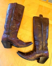 Men's Western Carlisle Brown Leather Boots Handcrafted 97-34 Size 9-9.5, D-Width