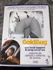 NEW Goldbug Duo Car Seat Stroller Head Support  Strap Cover Set Gray White