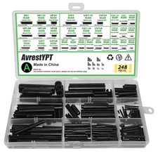 248 Pcs SAE Roll Pin Assortment Set Steel Split Expansion Pin 10 Sizes 1/16 5...