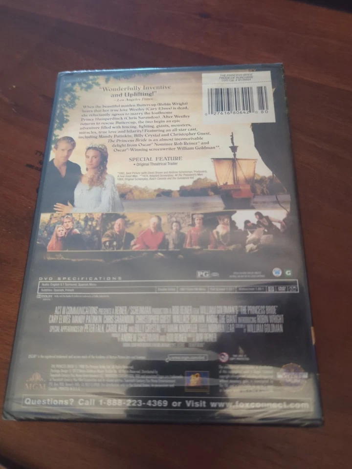 The Princess Bride (DVD, 2000) Brand New Sealed Foto 2 de 2