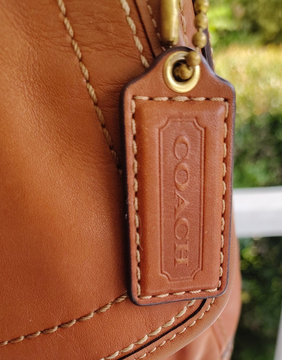 Coach LARGE F12854 Vintage Ali Caramel Leather Turn Lock Shoulder