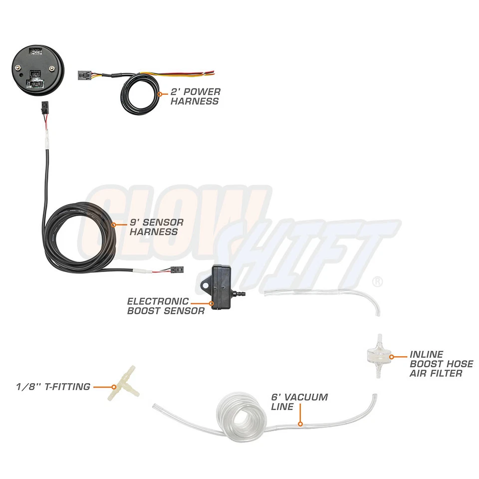 GlowShift 10 Color Digital LED Electronic Boost / Vacuum Turbo Gauge w Sensor - Image 2 of 4