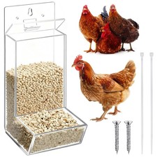 1 Pack Acrylic Oyster Shell and Grit Feeder for Chickens, Clear Automatic Chi...