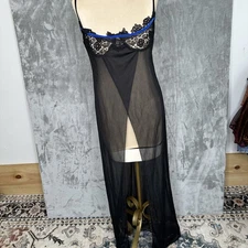 Dreamgirl Chemise Negligee Nightgown Slip Lingerie Med Black Sheer Lace Baddie