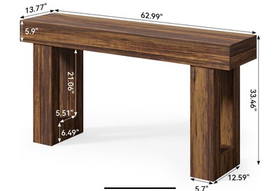 Little Tree 63 Inches Long Console Table for Entryway, Rustic Brown 