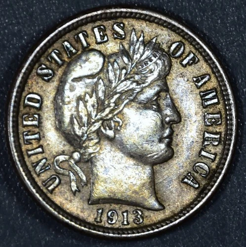 1913 10C BARBER SILVER DIME KM#113 Circulated A6315