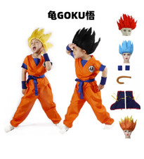 Goku Cosplay Costume Kids Halloween Saiyan Outfit Wig Set