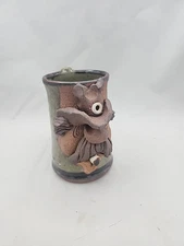 Vintage Stoneware Mug 3D Man Mustache Face Smoking Man