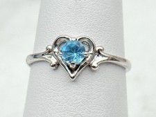 Sterling Silver Blue Topaz Heart Ring Sz 6