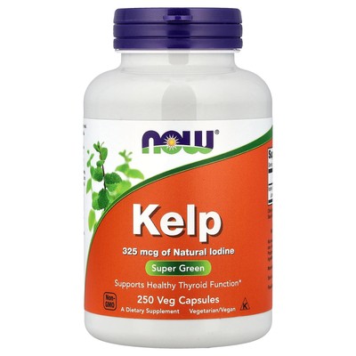 Now Foods Kelp Green Superfood 250 Veggie Caps GMP Quality Assured, Vegan,