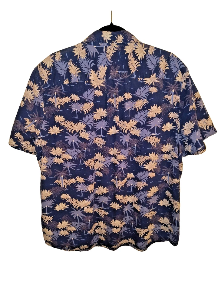 English Laundry 男式纽扣棉衬衫 XXL 蓝色/白色叶子  — 第 2/4 张图片