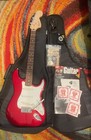 fender squier red stratocaster guitar starter pack