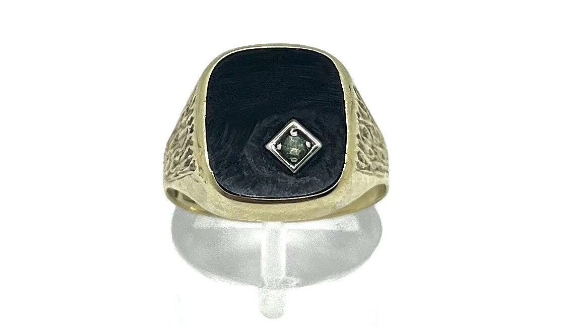 18K Gold über Sterling Silber Diamant Akzent & Schwarz Katze Emaille