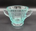Vintage Indiana Glass Federal Madrid Recollection Teal Aqua Sugar Bowl