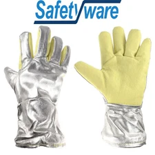 SafetyWare Para-Aramid High Heat Resistant Tig Mig Welding Gloves Aluminized
