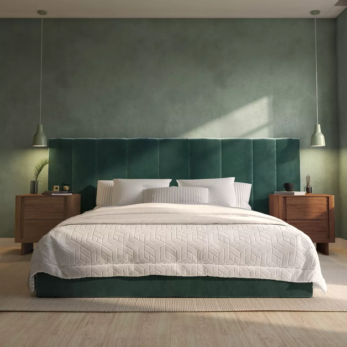 Olive on sale velvet headboard