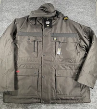 Caterpillar CAT Heavy Insulated Parka Mens 2XL XXL Gray Reflective Hooded New