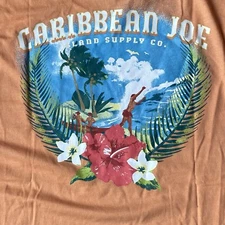 NWT Caribbean Joe Island Supply Co Graphic 2-sided T-Shirt Coral/Orange Men’s XL