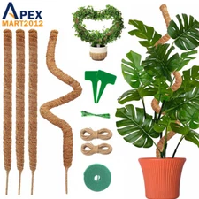 4PCS Bendable Moss Pole Coir Support Stick for Monstera Climbing Plants Growing