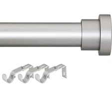 Briofox Silver Curtain Rods for Windows 32 To 120 Inch, 1 Inch Heavy