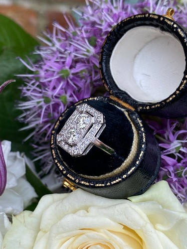 Art Deco Diamond Cluster Ring Platinum 0.85ct - Picture 5 of 8