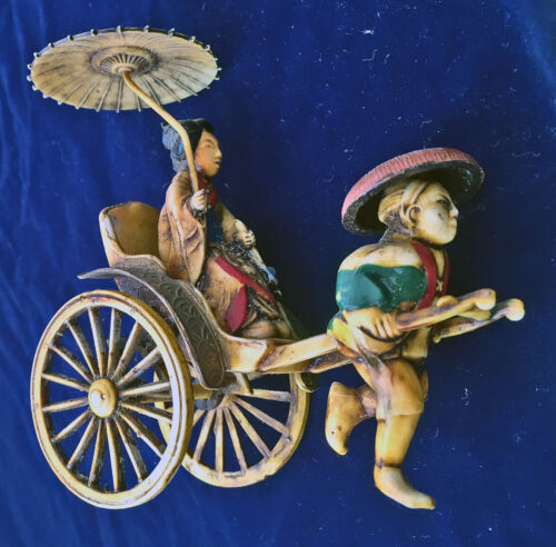 12 RARE Vintage Plastic Celluloid Japanese Figure Stall Rickshaw Clam Cart Dance - Picture 8 of 10