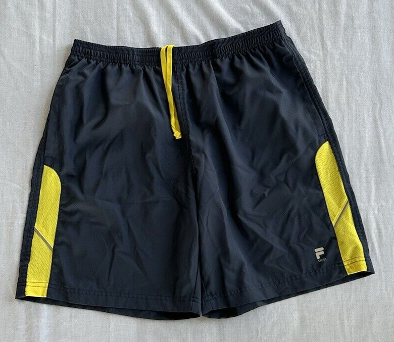 FILA Sport Uomo Taglia L Fitness Corsa Grigio Pantaloncini Con Coulisse Tasche Leggero