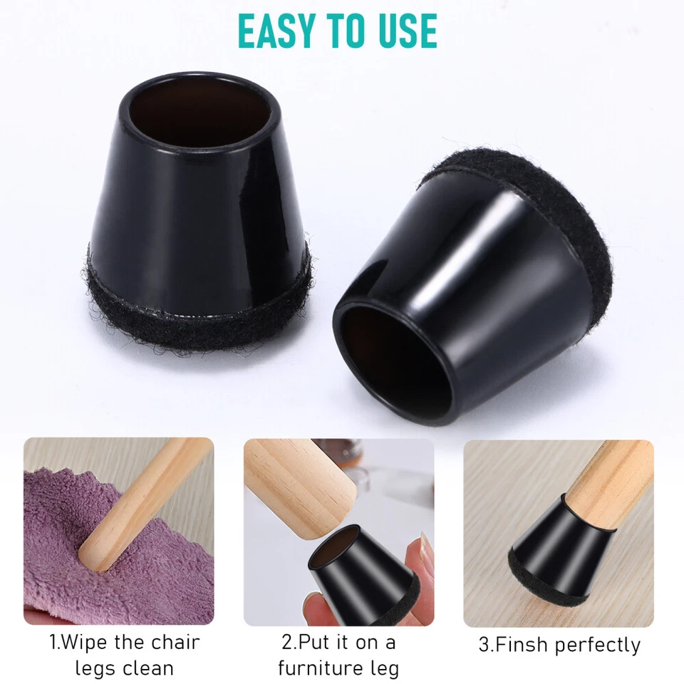 40 Stk Flexible Stuhlbein Schutzkappen Filzgleiter Bodenschutz Schoner Elastisch - Bild 4 von 4