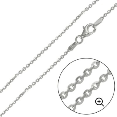 Sterling Silver Rhodium Finish DC Cable Rolo Chain Necklace, 1.5mm, 1 ...