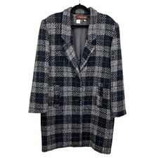 Peabody House Coat Wool Blend 2 Button Window Pane Black Gray Women Size 13/14