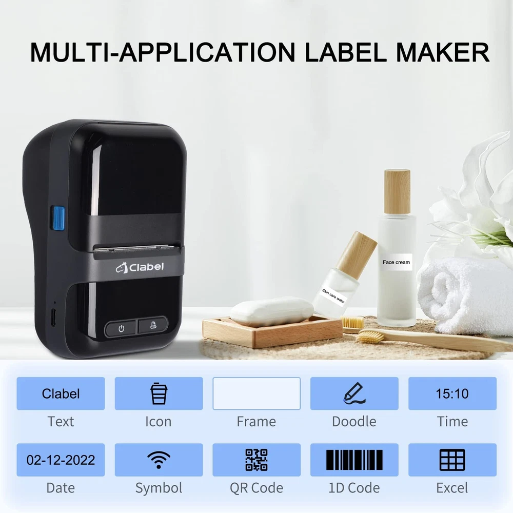 CLABEL 220B Thermal Bluetooth Mini Label Maker Barcode Printer CLABEL 220B Thermal Bluetooth Mini Label Maker Barcode Printer
