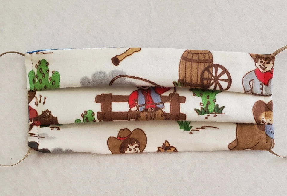 Máscara facial Western Child hecha a mano, reversible 2 en 1, apertura de filtro, 1/8 in elas Foto 3 de 3