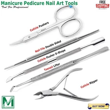 Best Cuticle Treatment Kit Nail Art Cleaner Spoon Gouge Pusher Scissor Manicure