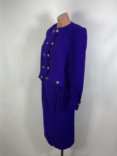 Vintage Herbert Grossman Wool Skirt Suit 2-Pc Set 6 Royal Purple Made USA - Picture 10 of 22