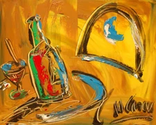 BLUE MOON  Modern Abstract   Original Oil Painting  IMPRESSIONIST ARTIST