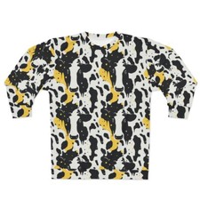All Over Print Crewneck Sweartshirt Cowprint Cow Art Tee Farm Animal Southern