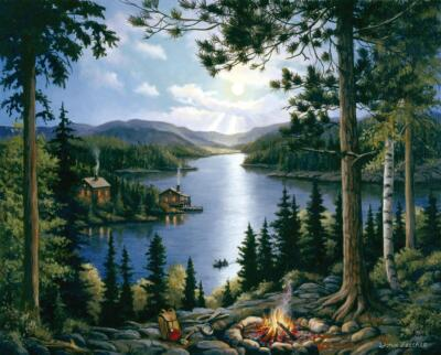 #ad Ceramic Tile Mural Kitchen Backsplash Cabin in the Woods Woodland Landscape $510.00