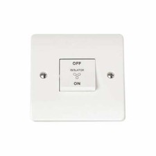 Bathroom Extractor Fan Isolation Switch 10 AX 1 Gang 3 Pole Std White Click Mode
