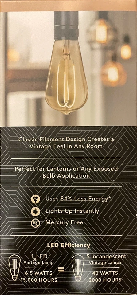 FEIT 40W ST19 Filament Amber Glass Edison Dimmable LED Bulbs• 250 lumen (2 pack) - Image 2 of 4