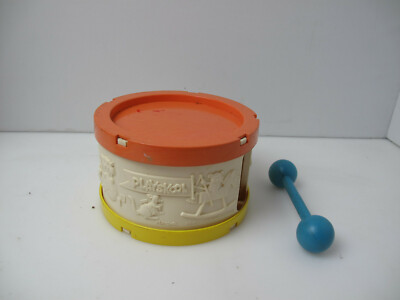Vintage Playskool Drum  Yellow/coral  No. 47