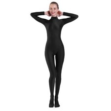 Women Long Sleeve High Neck Footed Unitard Plus Size Bodysuits Leotard Cosplay