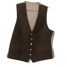 VTG Vest Waistcoat Men Faux Suede Brown Front Pockets See Measurements Unbranded