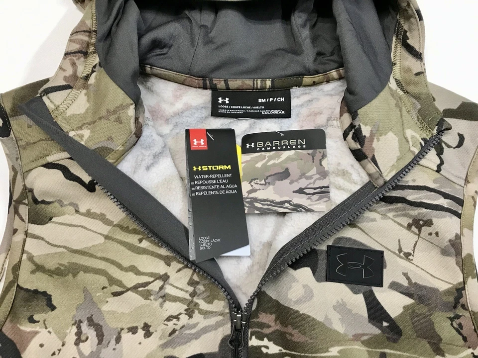 Under Armour Rut Fleece Barren Camo Hunting Hoodie Vest 1356288-999 Men's Size S - Image 4 of 4